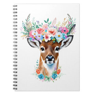 Cuaderno Venado con corona floral - Naturaleza caprichosa