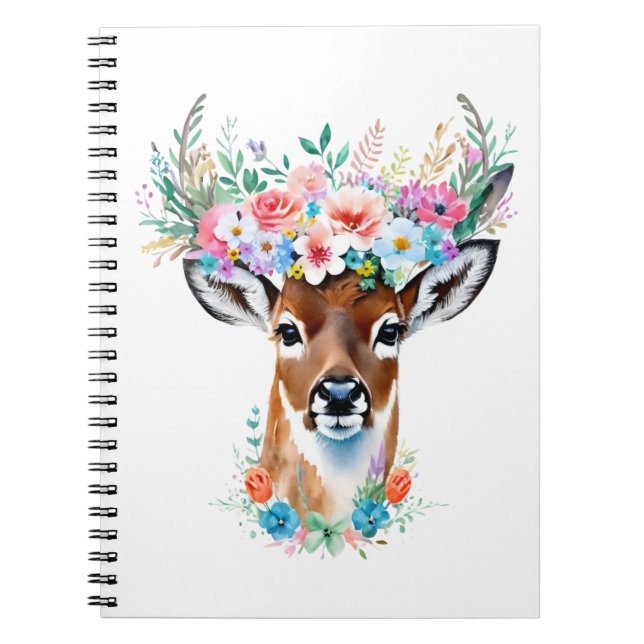 Cuaderno Venado con corona floral - Naturaleza caprichosa (Frente)
