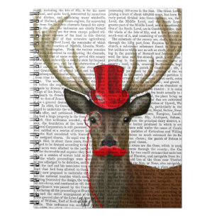 Cuaderno Venado con sombrero rojo superior y bigote