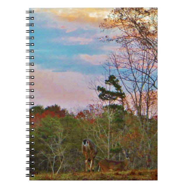 Cuaderno Venado con un cielo azul rosado (Frente)