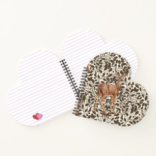 Cuaderno Venado en el patrón decorativo de damasco de roble