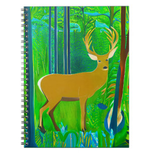 Cuaderno Venado en un entorno de bosques fantásticos