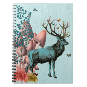 Cuaderno Venado turquesa en bosque de hongos 2