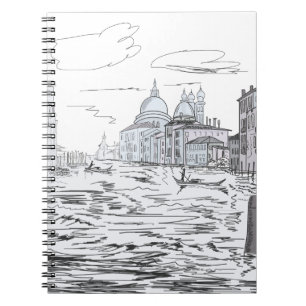 Cuaderno Venecia elegante en blanco y negro