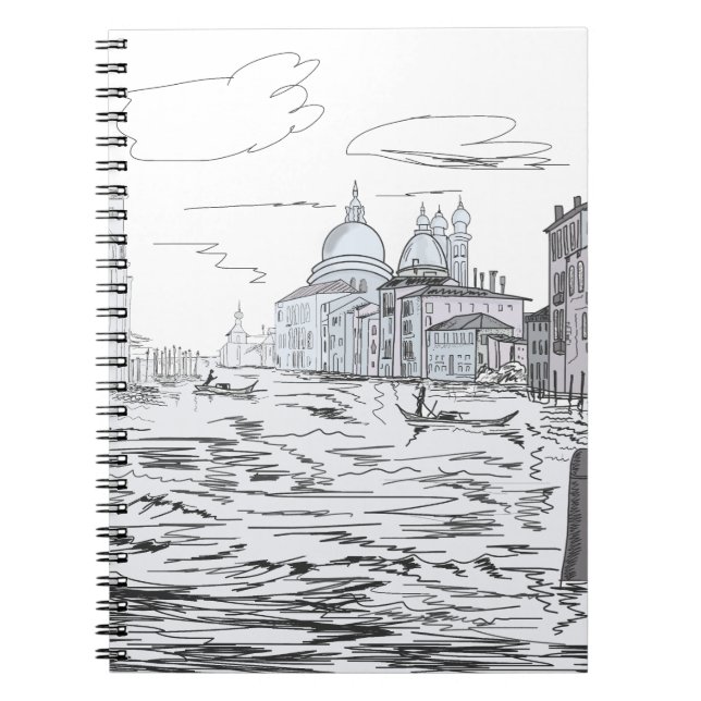 Cuaderno Venecia elegante en blanco y negro (Frente)