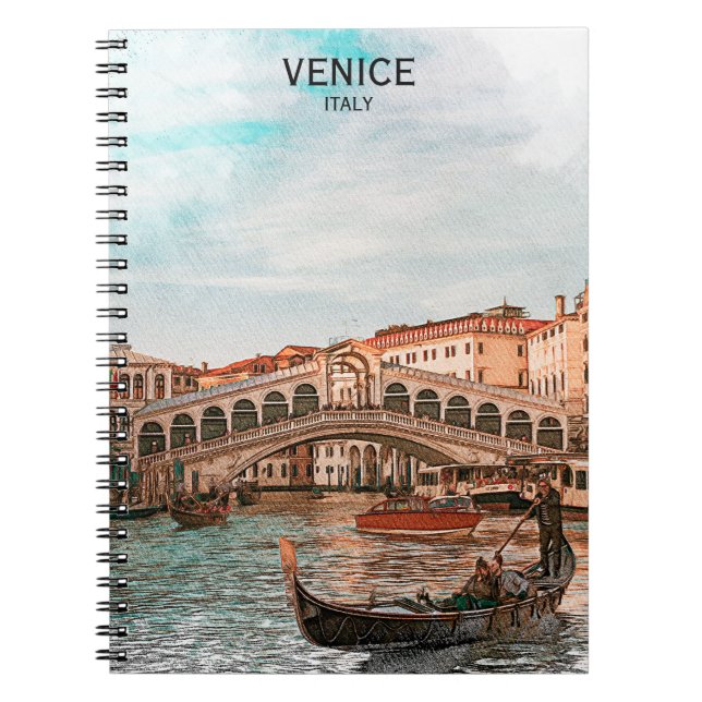 Cuaderno Venecia Italia Gondola City Canal View (Frente)