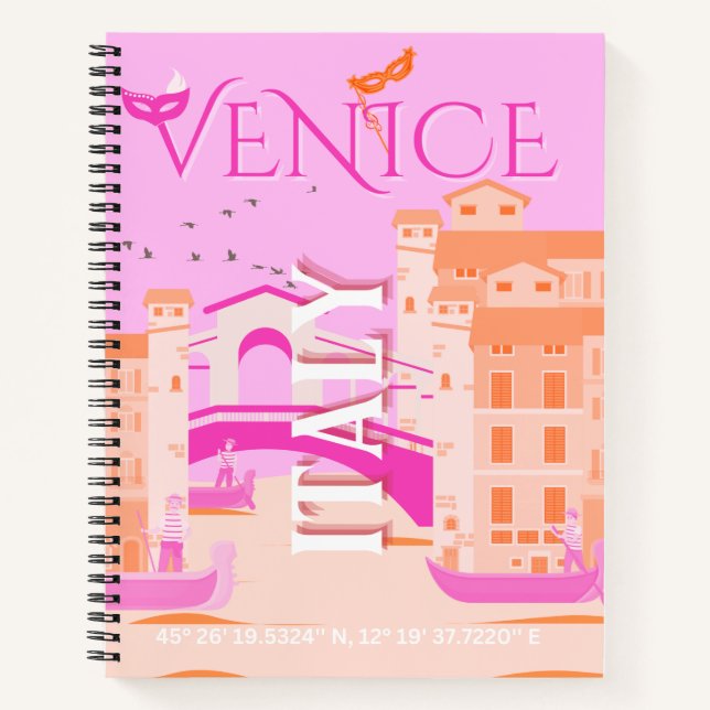 Cuaderno Venecia Viajes Art, Italia, Viajes Art, Retro, Ros (Anverso)