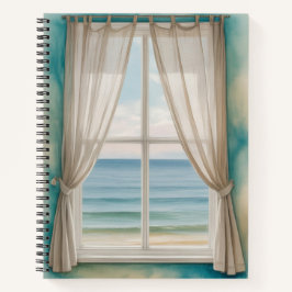 CUADERNO VENTANA CORTINADA AL MAR A LA ACUARELA