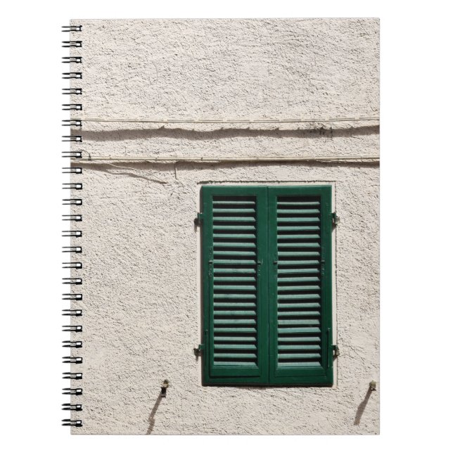 CUADERNO VENTANA DE MADERA AZUL EN LA PARED DE CONCRETO BLA (Frente)