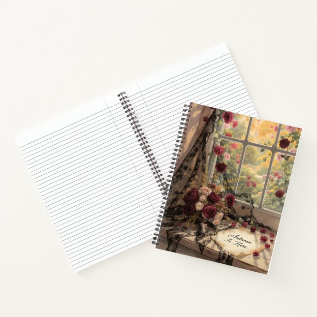 Cuaderno Ventana de otoño victoriana Cortinas de encaje Ros (Interior)