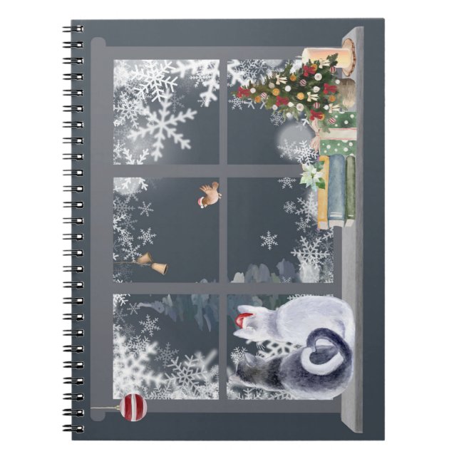 Cuaderno Ventana Gatos en Navidades (Frente)