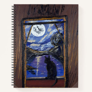 Cuaderno Ventana iluminada por la luna: obra de arte hecha 