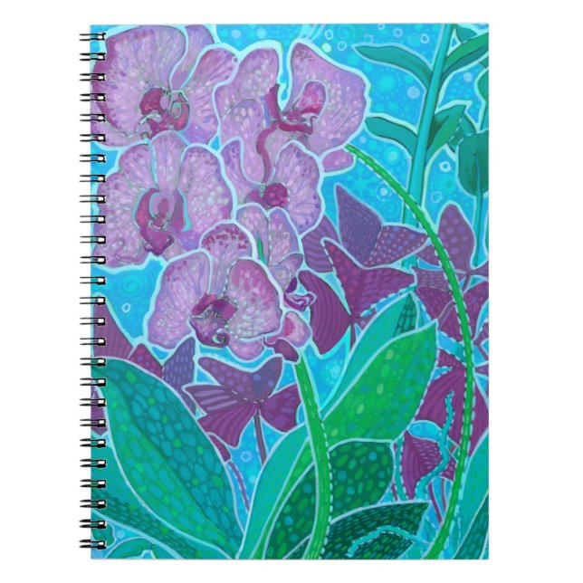 Cuaderno Ventana Jardín Orquídea Flores Arte Botánico Flora (Frente)
