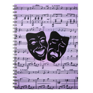 Cuaderno Ventilador de manos de máscaras de teatro y música