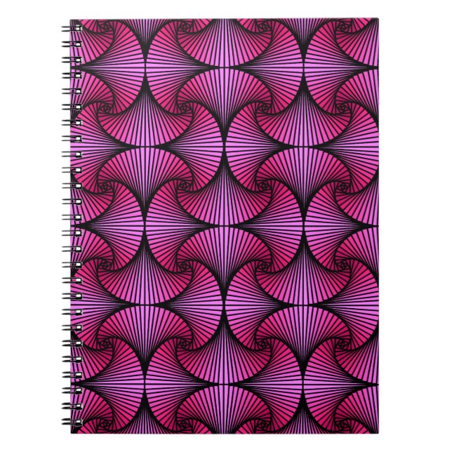 Cuaderno Ventilador de vieira 3D geométrico gráfico rosa (Frente)