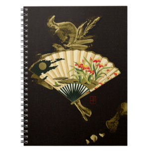 Cuaderno Ventilador oriental con un diseño floral