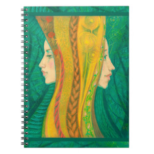 Cuaderno Verano, arte surrealista, fantasía forestal verde