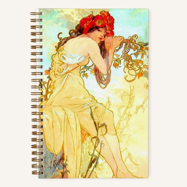 Cuaderno Verano de Art Nouveau de Alphonse Mucha (Anverso)