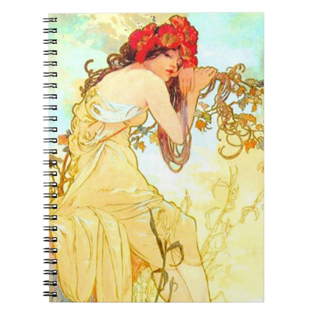 Cuaderno Verano de Art Nouveau de Alphonse Mucha (Frente)