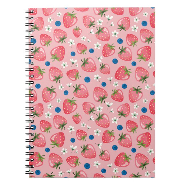 Cuaderno Verano de fresa, fondo personalizado de niñita. (Frente)