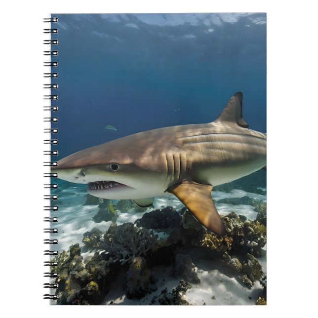 Cuaderno Verano de Playa Océano Azul Foto de tiburón        (Frente)
