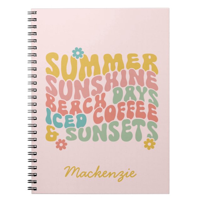 Cuaderno Verano Diciendo Retro Beach Helado Café Sunsets (Frente)