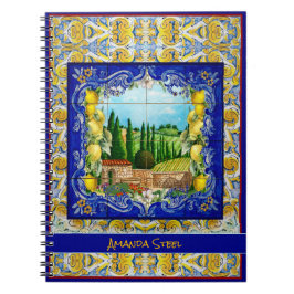Cuaderno verano mosaicos azules italianos mosaicos azules c