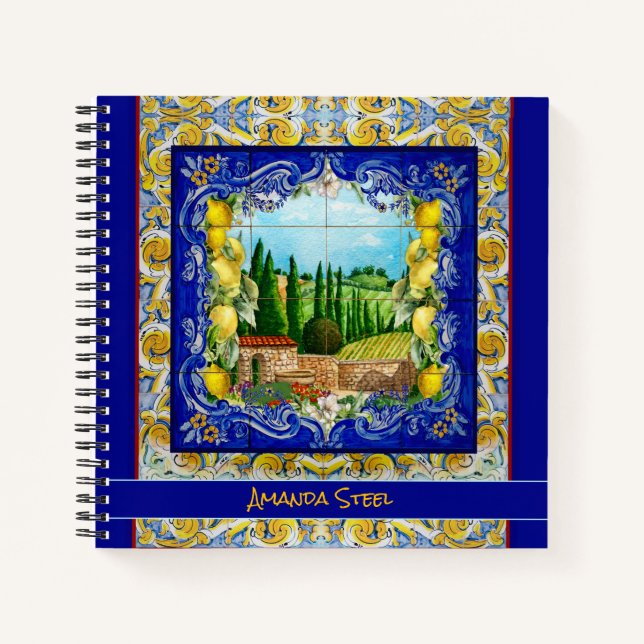 Cuaderno verano mosaicos azules italianos mosaicos azules c (Anverso)