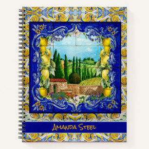 Cuaderno verano mosaicos azules italianos mosaicos azules c
