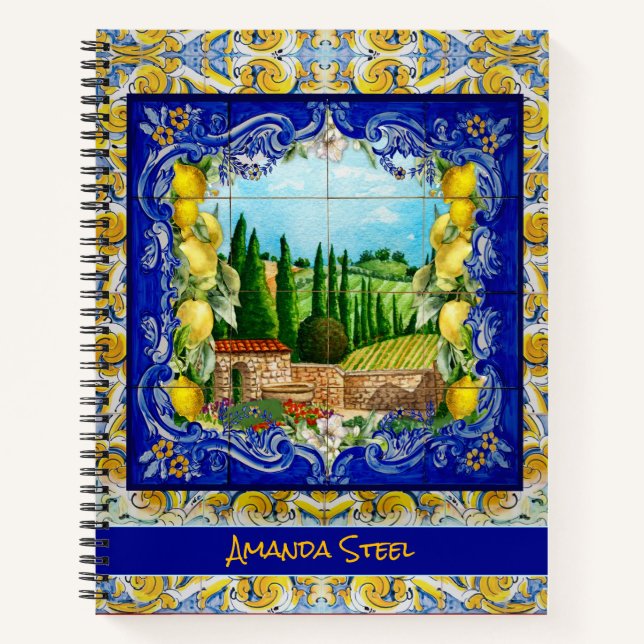 Cuaderno verano mosaicos azules italianos mosaicos azules c (Anverso)