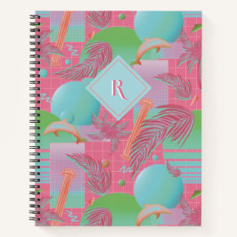 Cuaderno Verano rosa Vaporwave Sunset y Palmeras