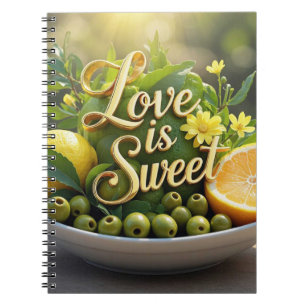 Cuaderno Verano soleado Lemones, aceitunas, rodajas de cítr