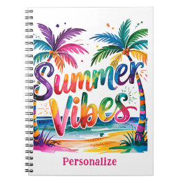 Cuaderno Verano Vibes Tropical Palm Tree Ocean personalizad