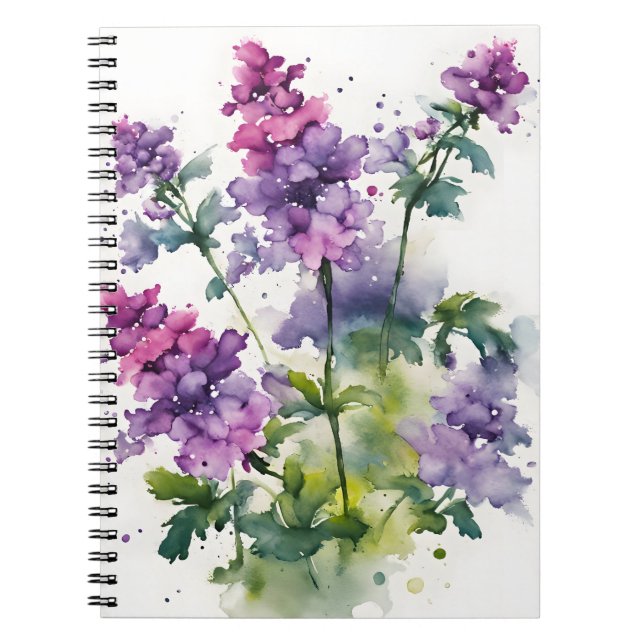 Cuaderno Verbena - Flores de acuarela (Frente)