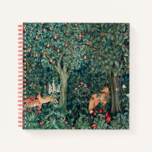 Cuaderno VERDAD, ANIMALES FORESTALES Hares, Fox, Floral Ver (Anverso)