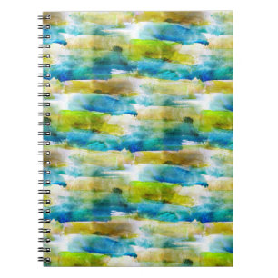 Cuaderno Verde abstracto de la acuarela, azul