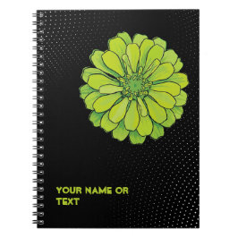 Cuaderno Verde ácido botánico: La Zinnia 'Envidia' Pop Art