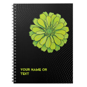 Cuaderno Verde ácido botánico: La Zinnia 'Envidia' Pop Art