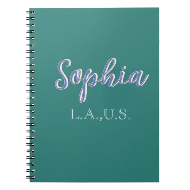 Cuaderno VERDE agregar nombre chica jefa texto MORADO elega (Frente)