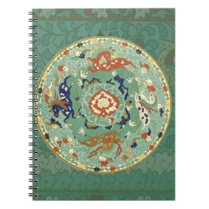 Cuaderno Verde azul del circulo chino antiguo