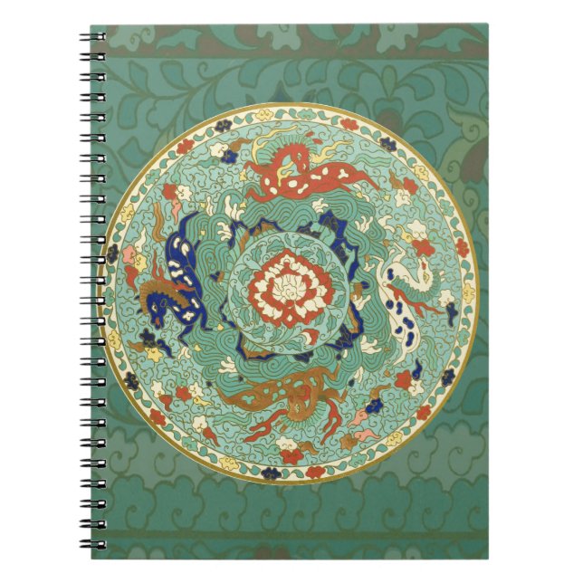 Cuaderno Verde azul del circulo chino antiguo (Frente)