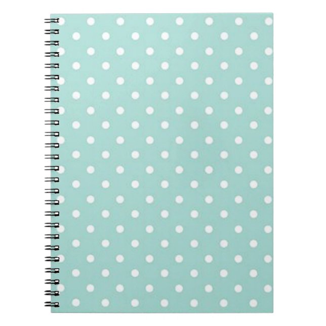 Cuaderno Verde azulado con puntos de polka blanco (Frente)