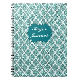 Cuaderno Verde azulado de chisporroteo personalizado