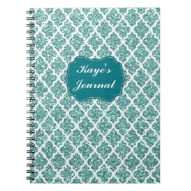 Cuaderno Verde azulado de chisporroteo personalizado (Frente)