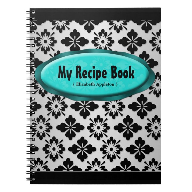 Cuaderno verde azulado de la receta del damasco (Frente)