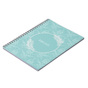 Cuaderno verde azulado elegante personalizado Dama