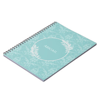 Cuaderno verde azulado elegante personalizado Dama