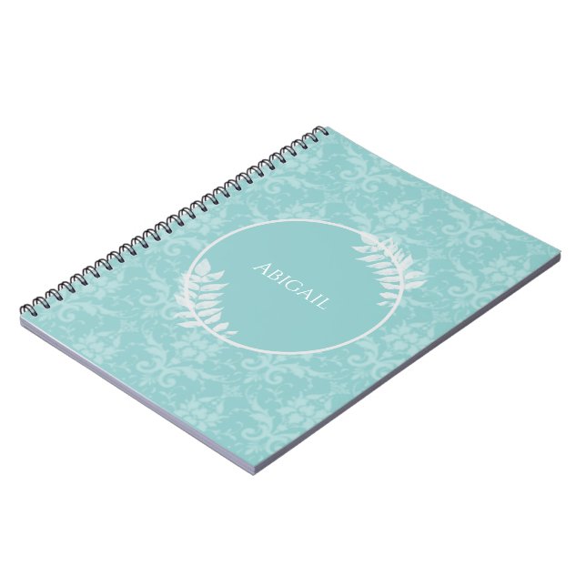 Cuaderno verde azulado elegante personalizado Dama (Lado Izquierdo)