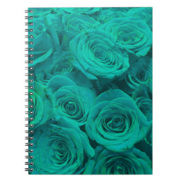 Cuaderno Verde azulado elegante romántico - rosas verdes