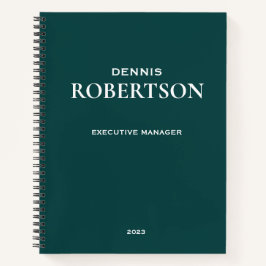 Cuaderno Verde azulado empresarial simple y personalizado